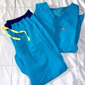 FIGS teal blue scrubs set
